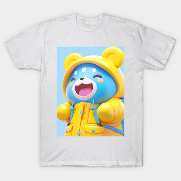 AKBLM - LITTLE KUMA IS HAPPY TO FISH SOME KING CRABS | KAWAII 3D ANIME MASCOT CHARACTER T-Shirt by AKBLM